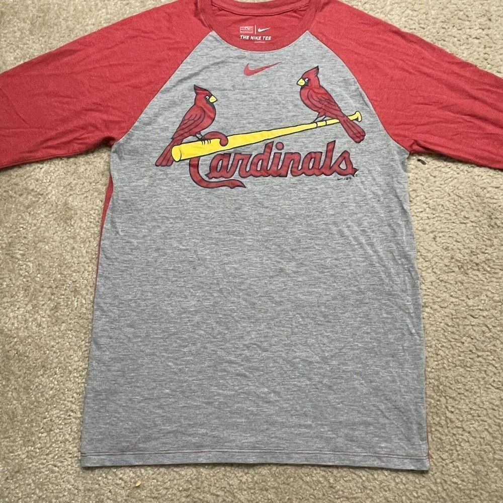 St. Louis Cardinals Nike Tee Small Nike Red Gray Baseball Raglan Tee MLB